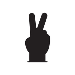 Peace hand gesture silhouette vector icon isolated on white background