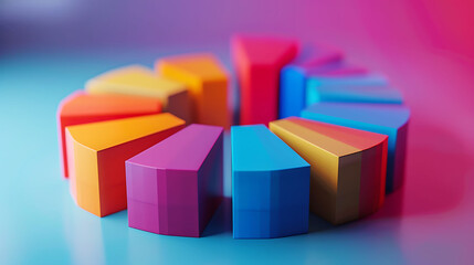 Obraz premium A modern 3D cylinder chart displays stacked segments in a vertical format, clearly representing layered data sets or hierarchical values for business or analytics use. 