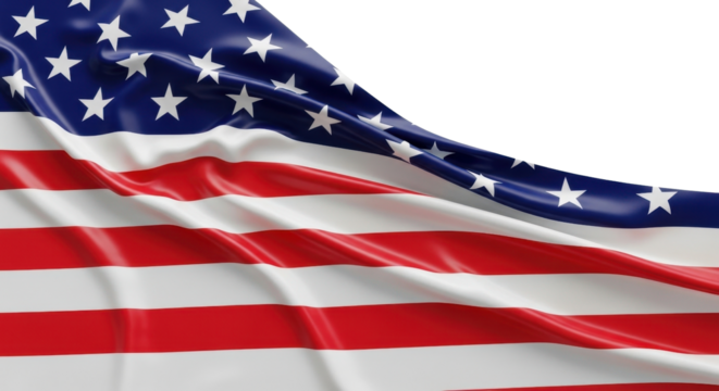 American flag close up for patriotic events isolated PNG with Transparent Background