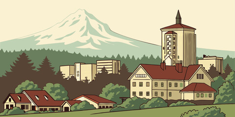 Gresham Oregon Skyline with Mt Hood © MdSzzad