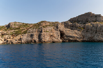 Stunning views of rocky coastline and tranquil waters near Crete in Greece