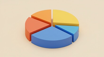 Obraz premium Colorful 3D Pie Chart Illustration Data Visualization