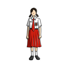 Indonesian Student in Elementary School Uniforms
