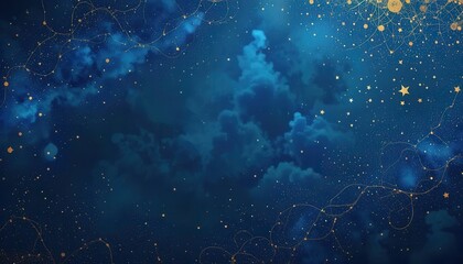 Beautiful blue and gold starry sky computer background for modern desktops