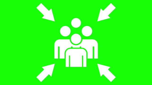 icon assembly point gathering point animated evacuation route point to rescue assembly point green screen 4k