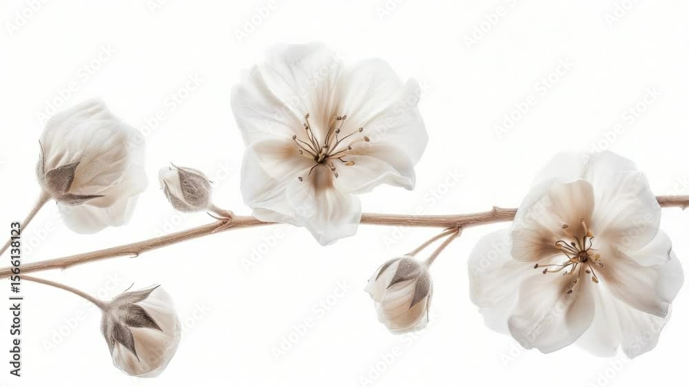 Poster A detailed view of a single flower on a branch, great for use in editorial or commercial contexts