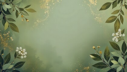 Beautiful green wallpaper background with floral and leaf designs for computer monitors