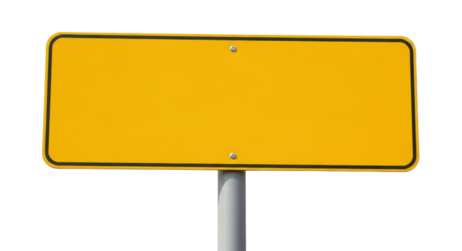 Blank yellow road sign for custom message isolated PNG with Transparent Background