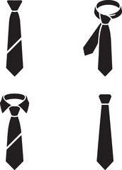 Tie silhouette set vector illustration isolated On Transparent Background