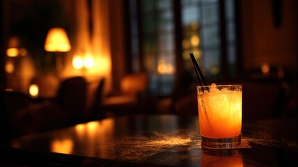 Cocktail candlelit warm interior