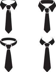 Tie silhouette set vector illustration isolated On Transparent Background