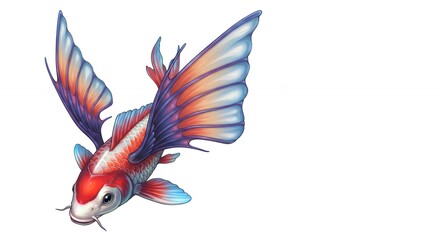 Obraz premium Colorful fish with wings illustration