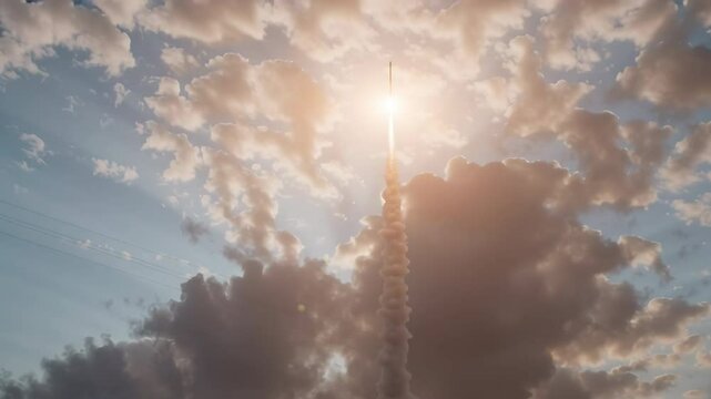 missile launch test in arid desert zone, military-style base, golden hour lighting, long heat haze