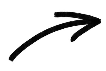 Hand Drawn Black Arrow Marker on Transparent Background, Isolated Sketch Arrow Sign, Marker Arrow Clipart PNG