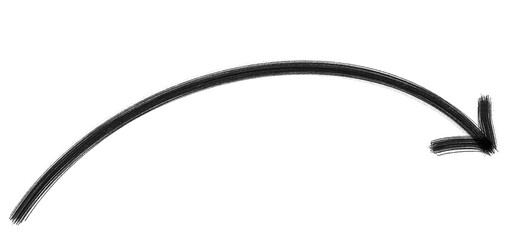 Hand Drawn Black Arrow Marker on Transparent Background, Isolated Sketch Arrow Sign, Marker Arrow Clipart PNG