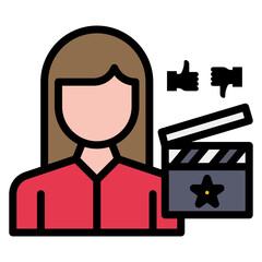 Film Critic Female icon vector image. Can be used for Filmmaking.