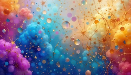 Background design featuring colorful clouds and sparkling elements for computer monitors