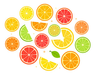 Obraz premium Colorful citrus slices arranged in a circle