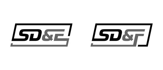 letter initial SD&F and SD&E square outline logo Monogram lettermark