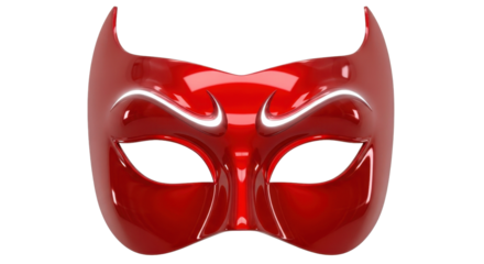 Red masquerade mask with horns for carnival isolated PNG with Transparent Background