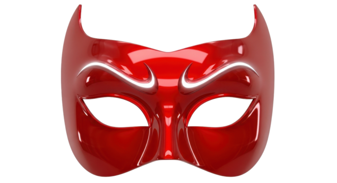 Red masquerade mask with horns for carnival isolated PNG with Transparent Background