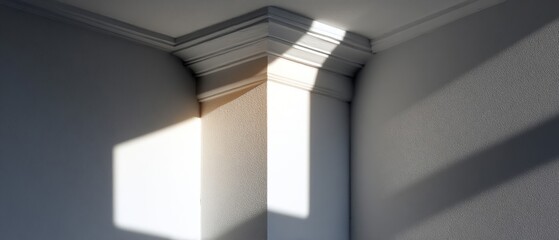 Obraz premium Sunlit Column and Textured Walls Interior