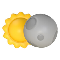 This 3D illustration depicts a captivating eclipse, showcasing the moon partially obscuring the sun and casting a shadow.