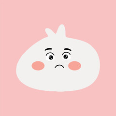 Kawaii character steam bao bun isolated on pink background. Chinese steamed meat bun cartoon