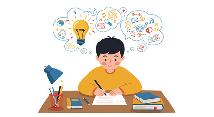 Creative study session vector illustration for educational design and inspiration