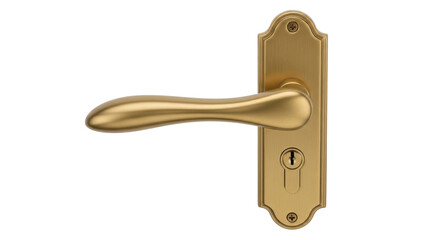 Gold door handle hardware for home security isolated PNG with Transparent Background