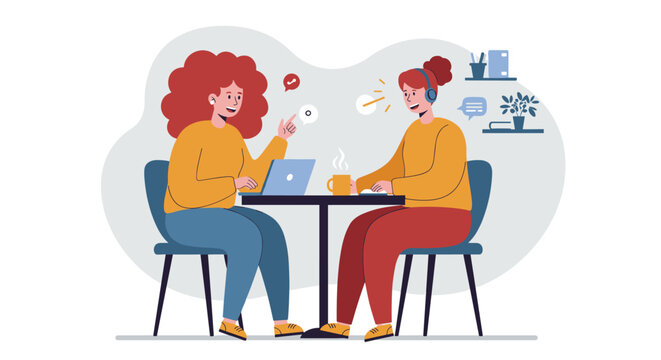 Collaborative work meeting vector illustration in flat style