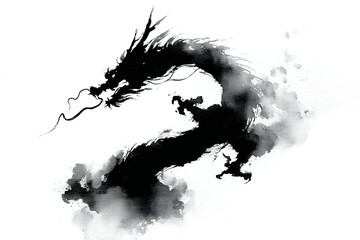 墨絵で描いたような龍のイラスト