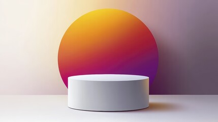 Cylindrical Podium with Gradient Background for Product Display and Minimalistic Style