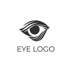 ector illustration of a stylized eye logo in monochrome. The design features smooth curves and accents, creating a modern and unique look for branding and graphic design purposes.