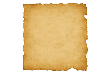 Aged blank paper sheet with burnt edges isolated on transparent background, perfect for adding a vintage touch to designs