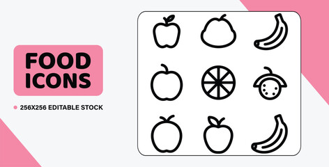 Vector Apple Orange Icon Set