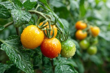 Ripe Cherry Tomatoes on the Vine