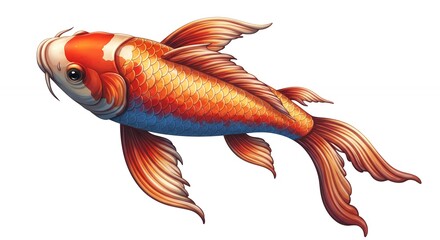 Fototapeta premium Orange and white koi fish illustration
