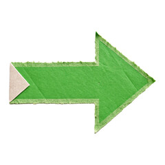 Bold Green Torn Tape Arrow Pointing Right on White Background
