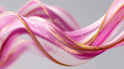 Elegant Pink and Gold Flowing Ribbons Background