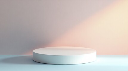 Minimalist Product Display Podium with Soft Lighting and Textured Backround