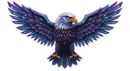 Fototapeta premium Stylized purple and blue eagle illustration