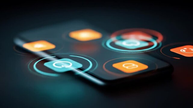 Mobile Phone with App Icons