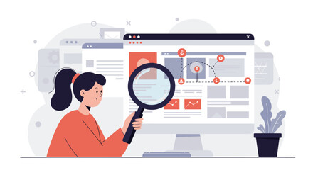 Analysis and data search concept vector illustration for web design