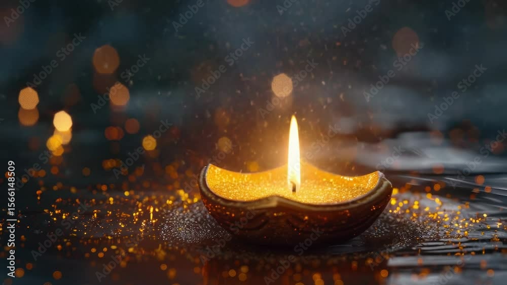 Aufkleber A lit candle placed on a table with a simple and elegant ambiance