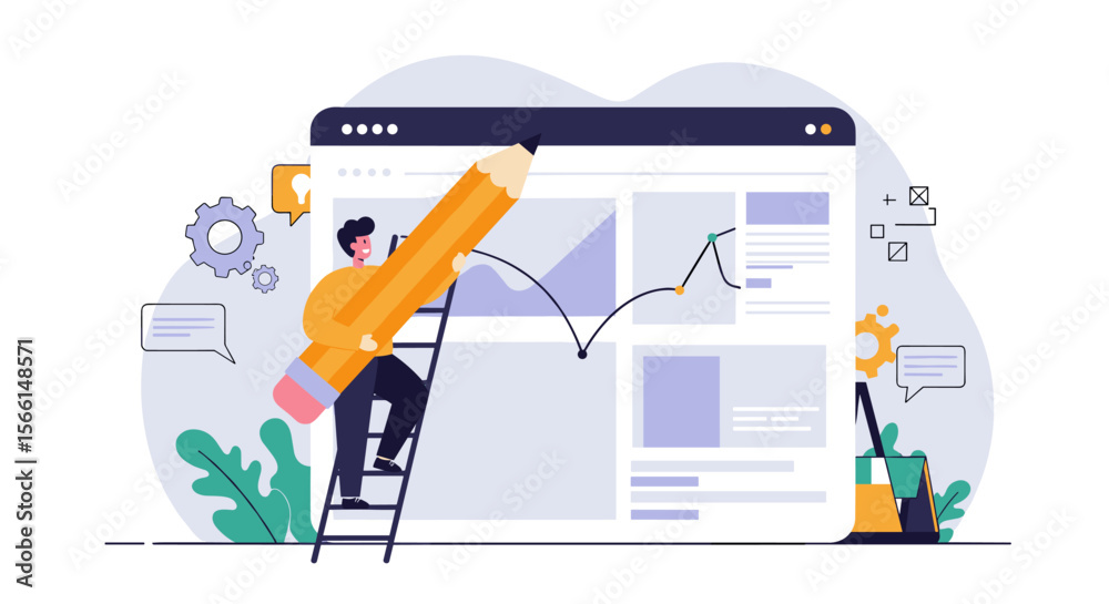 Wall mural website development concept vector illustration for digital design and project planning in flat styl