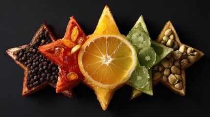 Fototapeta premium Colorful citrus fruits star arrangement