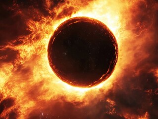 A solar eclipse occurs as the moon obscures the sun, creating a breathtaking spectacle of light and shadow. This moment showcases vibrant colors and cosmic phenomena in the darkened sky.