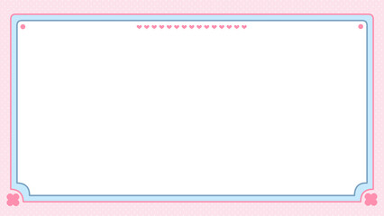 Abstract background frame decorated with flower hearts and stars.