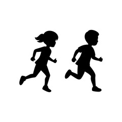 Children running together in clear minimalist silhouette for joyful motion